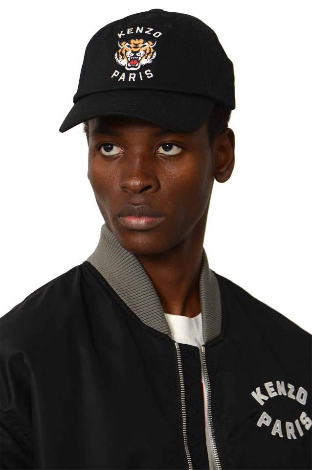 KENZO Varsity Cotton Cap Black