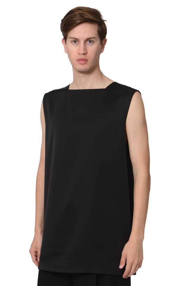 Jil Sander Sleevesless viscose and silk twill top Black - Wrong 