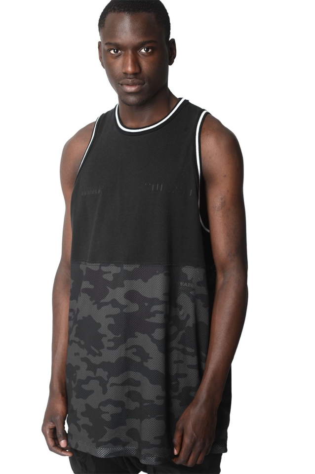 UNRAVEL PROJECT Black/Camo Basket Tank Top - Wrong Weather