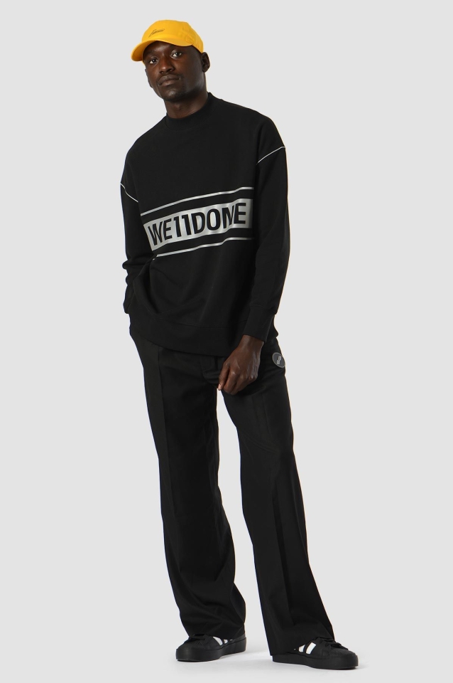 WE11DONE Reflective Logo Black Sweatshirt - Wrong Weather