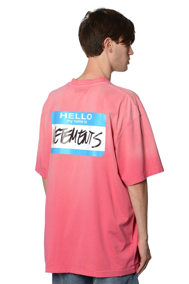 VETEMENTS My Name Is Vetements Faded T-shirt Pink - Wrong Weather