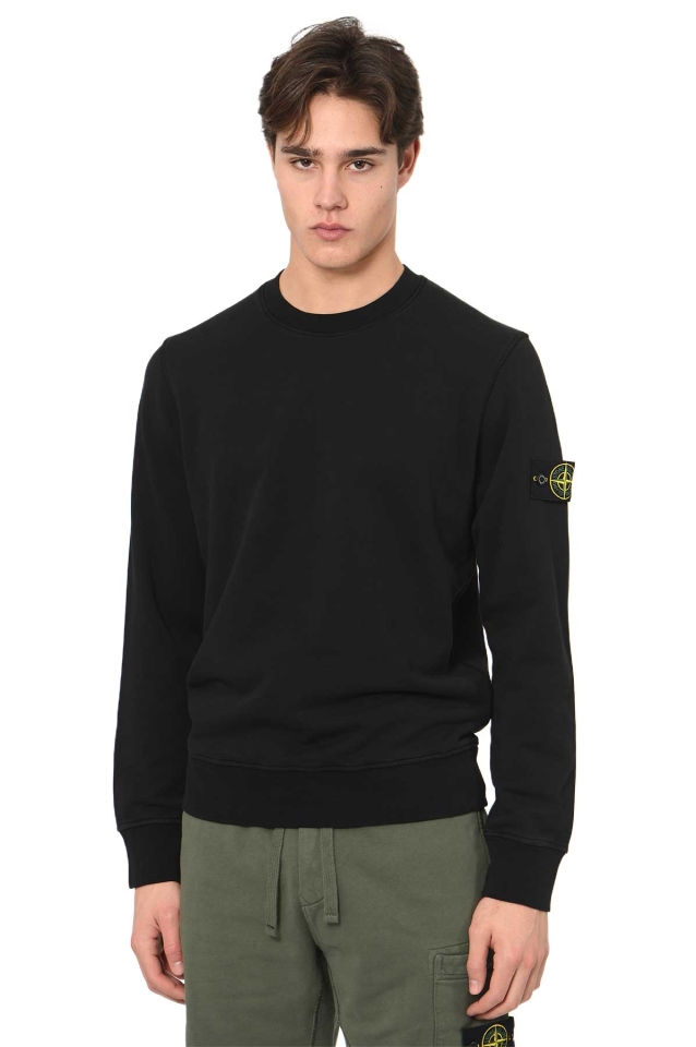 STONE ISLAND 63051 クルーネックスウェットシャツ ブラック - Wrong