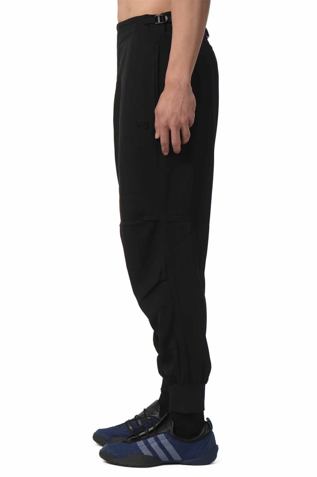 Y-3 Rayon Twill Elasticated Cuff Trousers Black - Wrong Weather