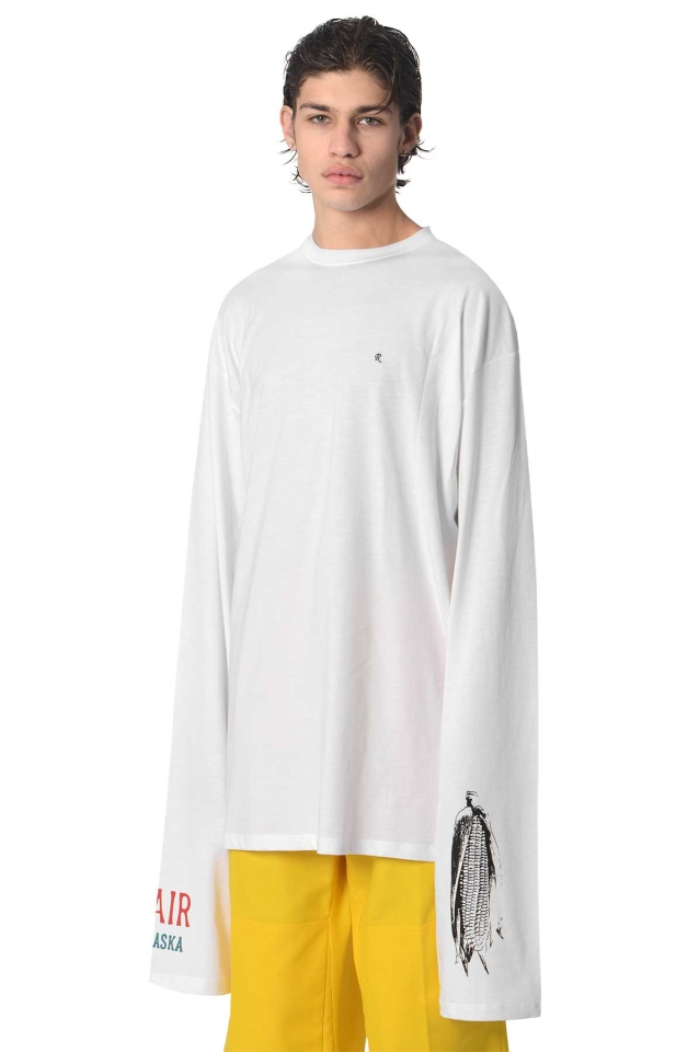 RAF SIMONS Extreme Sleeve White Blair Corn T-shirt - Wrong Weather