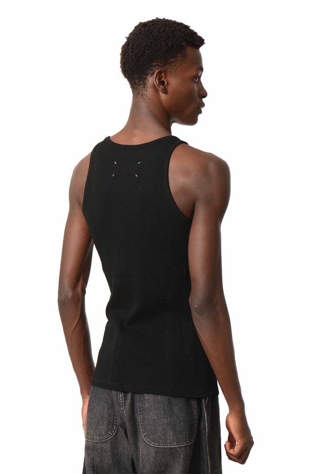 Tシャツ・カットソー MAISON MARGIELA RIBBED COTTON BLEND TANK TOP Ribbed-knit cotton and silk tank top in white - Maison
