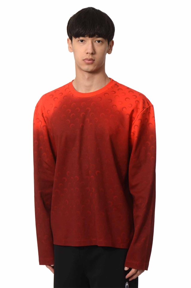 MARINE SERRE ムーンロゴ長袖Tシャツ フェードレッド - Wrong