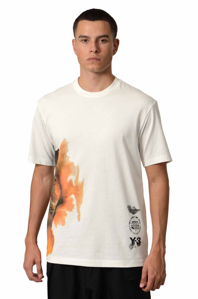 Tシャツ・カットソー Y-3 FW25 \"Y-3 AOP SHORT SLEEVE TEE\" (JX4744 CORE) adidas Y-3 AOP Short Sleeve Tee - White | Free Shipping with