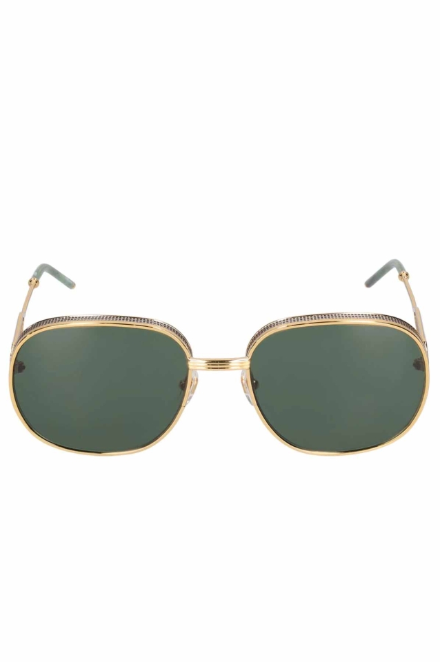 CASABLANCA Square Metal Sunglasses Gold/Light Green - Wrong Weather