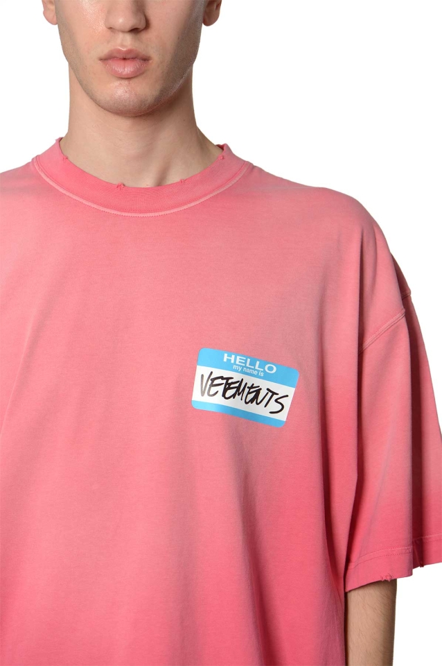 VETEMENTS My Name Is Vetements Faded T-shirt Pink - Wrong Weather