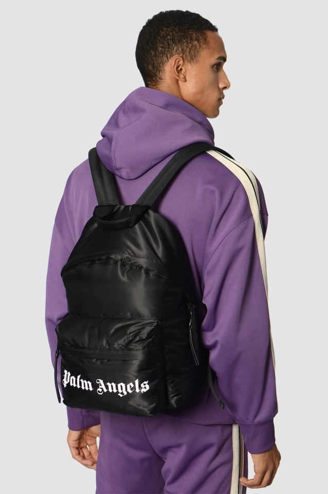 PALM ANGELS Classic Logo Nylon Backpack Black - Wrong Weather