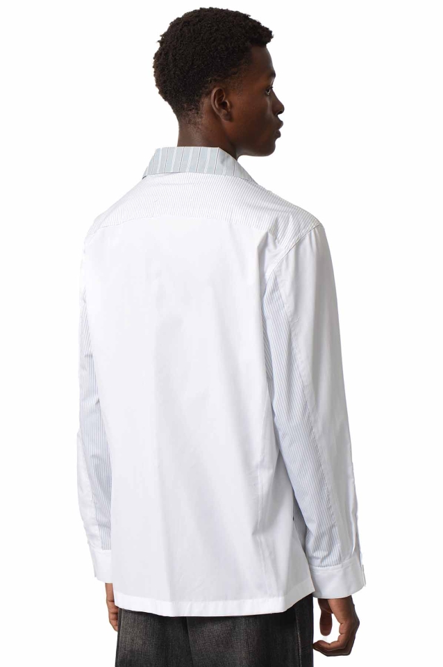 Maison Margiela Patchwork Pinstriped Shirt White/Blue