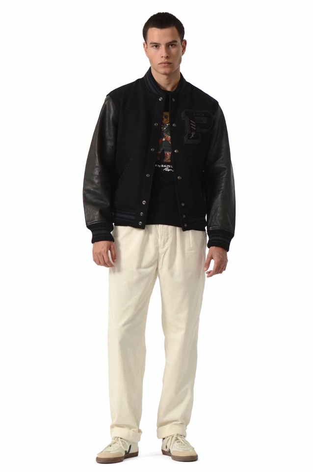 POLO RALPH LAUREN ツイル・バーシティ・ジャケット ブラック