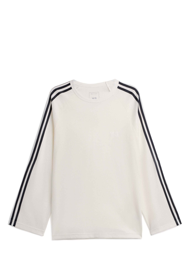 トップス Y-3 3 STRIPE PACKABLE LONG SLEEVE TEE M Y-3 3 Stripe Long Sleeve T-Shirt in Black/Off White Y-3