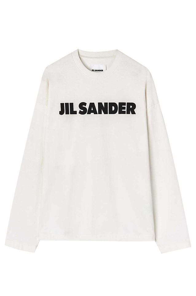 JIL SANDER Oversized Logo LS T-shirt Porcelain - Wrong Weather