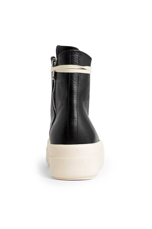 RICK OWENS Ramones Low Leather Sneakers Black - Wrong Weather