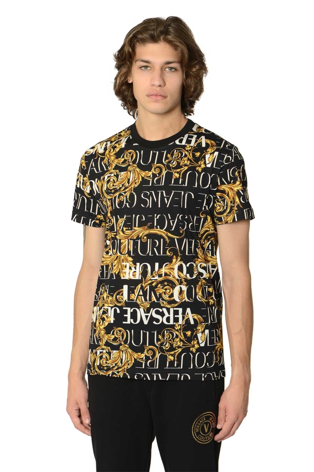 VERSACE JEANS COUTURE Contrast Logo Baroque T-shirt ブラック