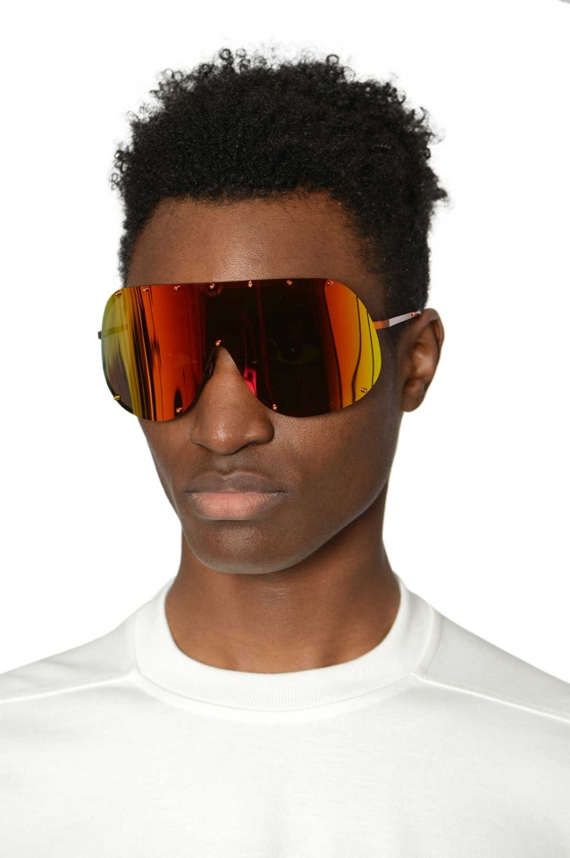 RICK OWENS Shield Sunglasses Orange - Wrong Weather