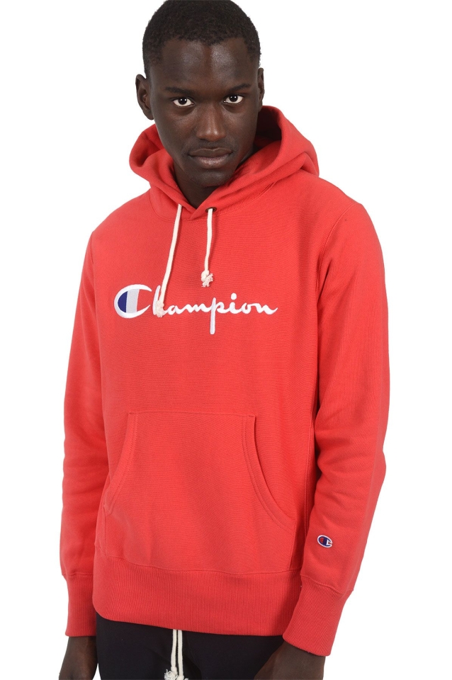 Tid Utilfreds værksted CHAMPION Red Logo Hoodie - Wrong Weather