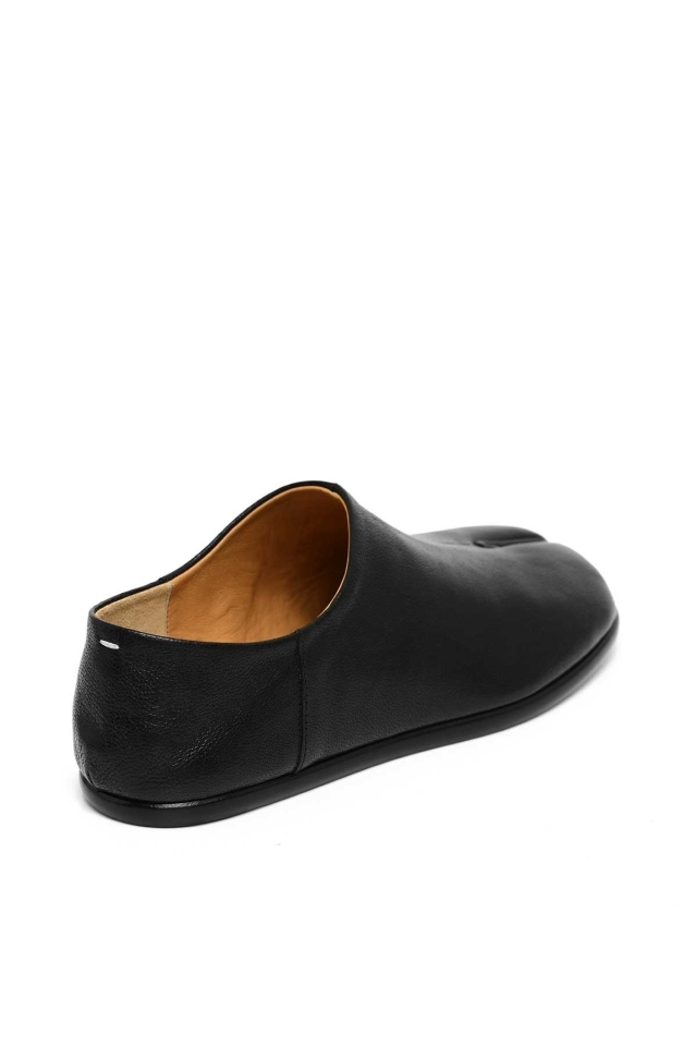 Maison Margiela/モカシン ロゴ レザー ブラック 美品 エムエムシックス エコファーレザーモカシン ローファー