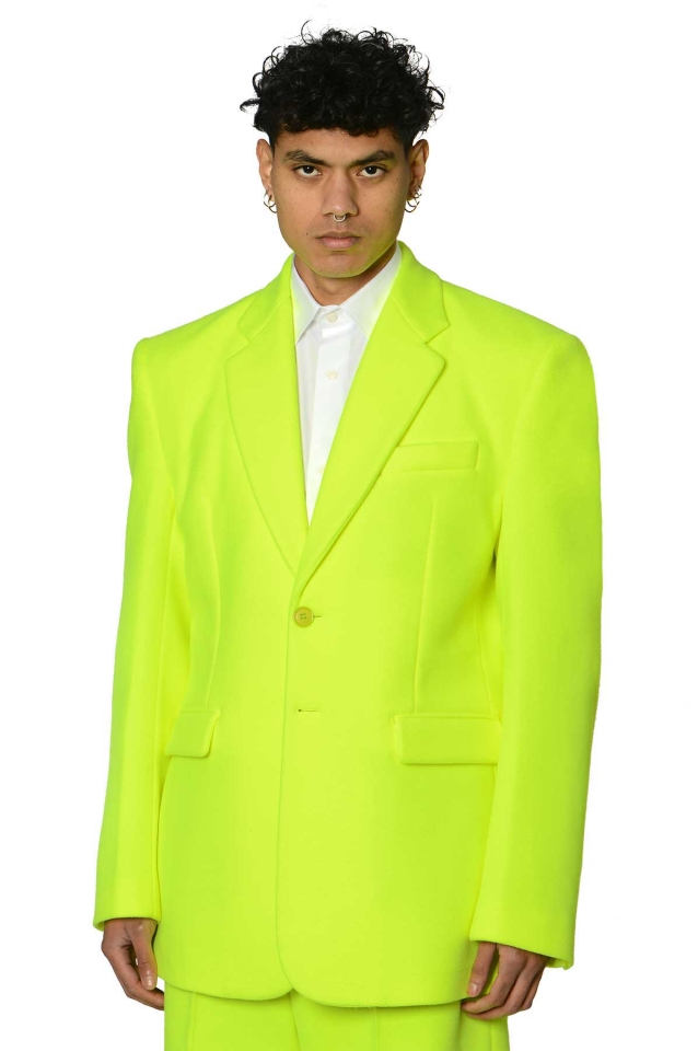 VETEMENTS Fleece Tailored Blazer Jacket Fluo Yellow - Wrong Weather
