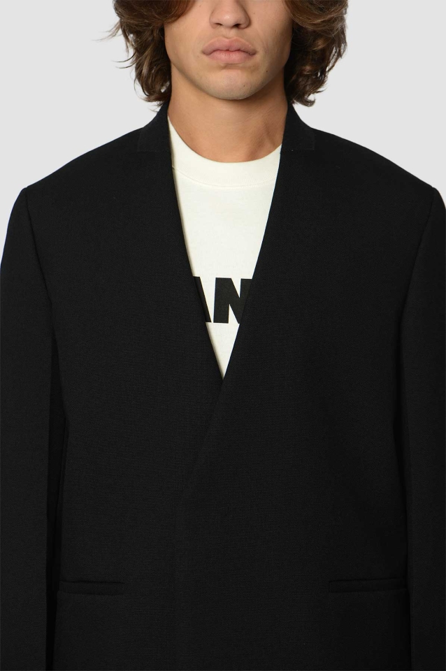 JIL SANDER Fold Lapel Blazer Jacket Black - Wrong Weather