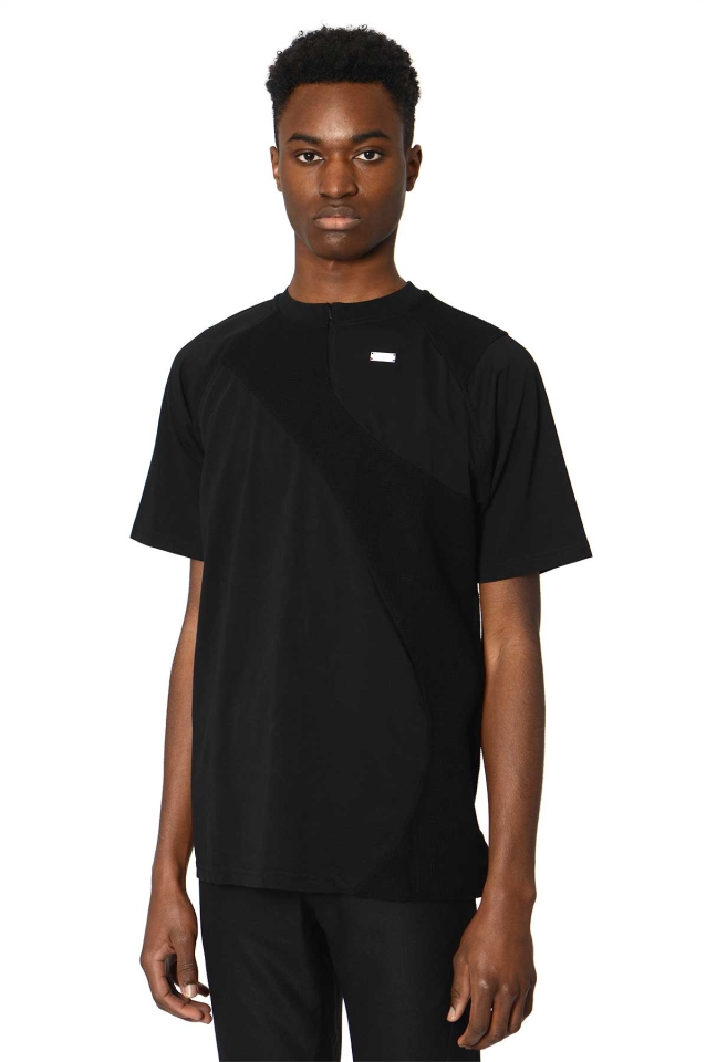 HELIOT EMIL Contrast Fabric T-shirt Black - Wrong Weather