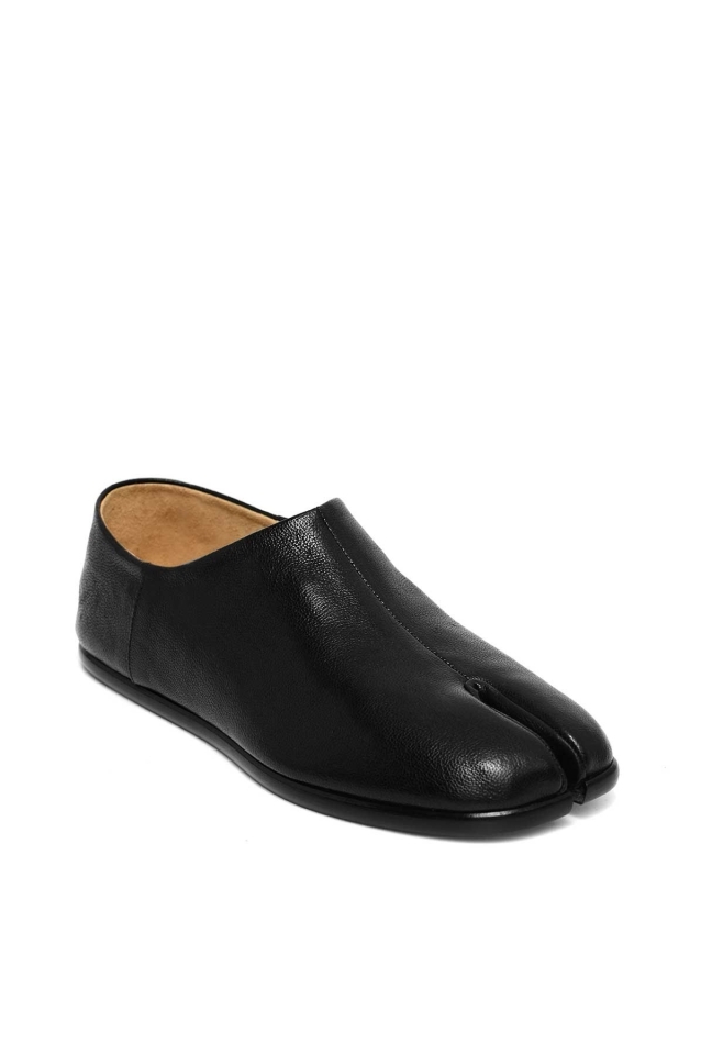 Maison Margiela/モカシン ロゴ レザー ブラック 美品 エムエムシックス エコファーレザーモカシン ローファー