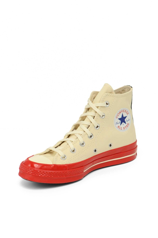 COMME DES GARÇONS PLAY X CONVERSE Red Sole High Top Sneakers White - Wrong  Weather