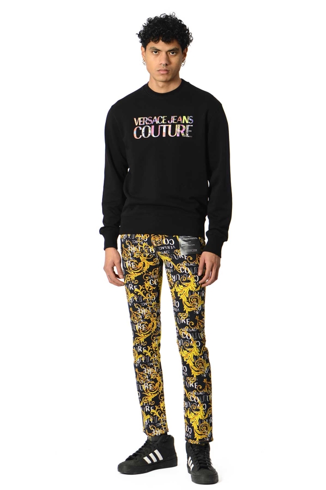 Sweatshirts & Sweaters Versace Jeans Couture - Multi logo hoodie in black -  71GAIP04CF00P899