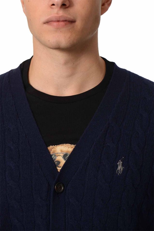 Polo Ralph Lauren ネイビー ケーブル編みカーディガン　サイズM 美品 ポロ ラルフローレン ロングカーディガン ケーブル編み