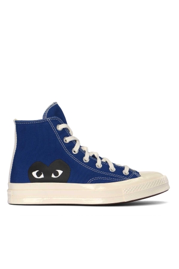 COMME DES GARÇONS PLAY X CONVERSE New Big Hearth Hi-Top Sneakers Blue . Men . 11 UK